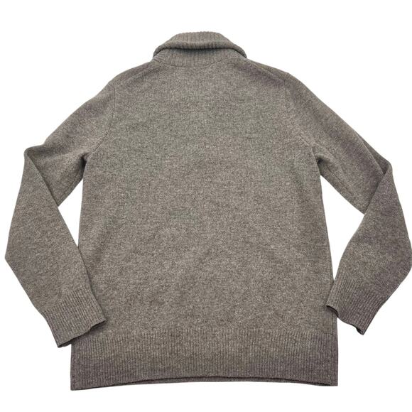 J. Crew Mens Taupe Lambswool Preppy Shawl Collar Pullover Sweater Sz S - Picture 4 of 11